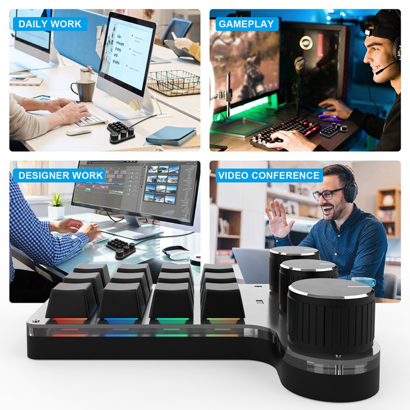 Bàn Phím Macro 12 Phím Mini Có Nút Dán Tiện Dụng