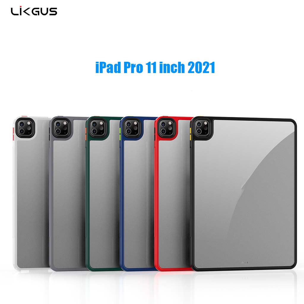 Ốp lưng cho i.Pad 11 inch 2020 / 2021 Likgus chất liệu PC cứng trong suốt,viền TPU dẻo mạ màu,chống sốc, chống ố vàng