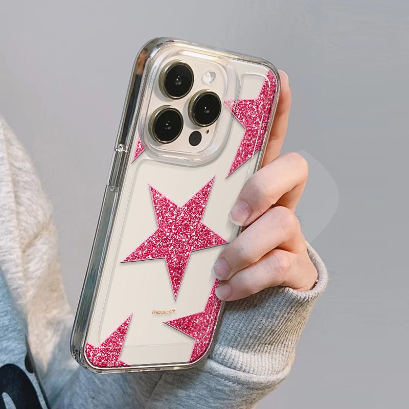 ✅Ốp Điện Thoại Mềm Trong Suốt Chống Sốc Hình Ngôi Sao Đỏ Cho iPhone 14 / 13promax 12 / 11 xr / xs 7 / 8plus