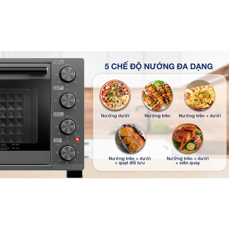 Lò nướng Toshiba 35 Lít, nhiều phụ kiện hỗ trợ nấu ăn, điều khiển tiếng Việt, Chất lượng Nhật - HAPOS