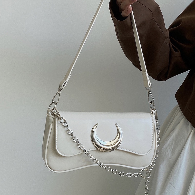 Túi Đeo Vai IELGY niche Màu Đen Khóa Mặt Trăng Thời Trang Cao Cấp Cho Nữ