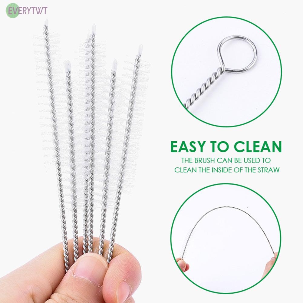 ⭐ Hot Sale ⭐Drinking Straw Brush 10pcs Cleaning Tools Nylon Silver Stainless Steel