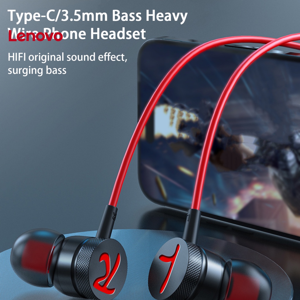 Tai nghe nhét tai có dây LENOVO cổng Type-C/ 3.5mm âm thanh HiFi 9D