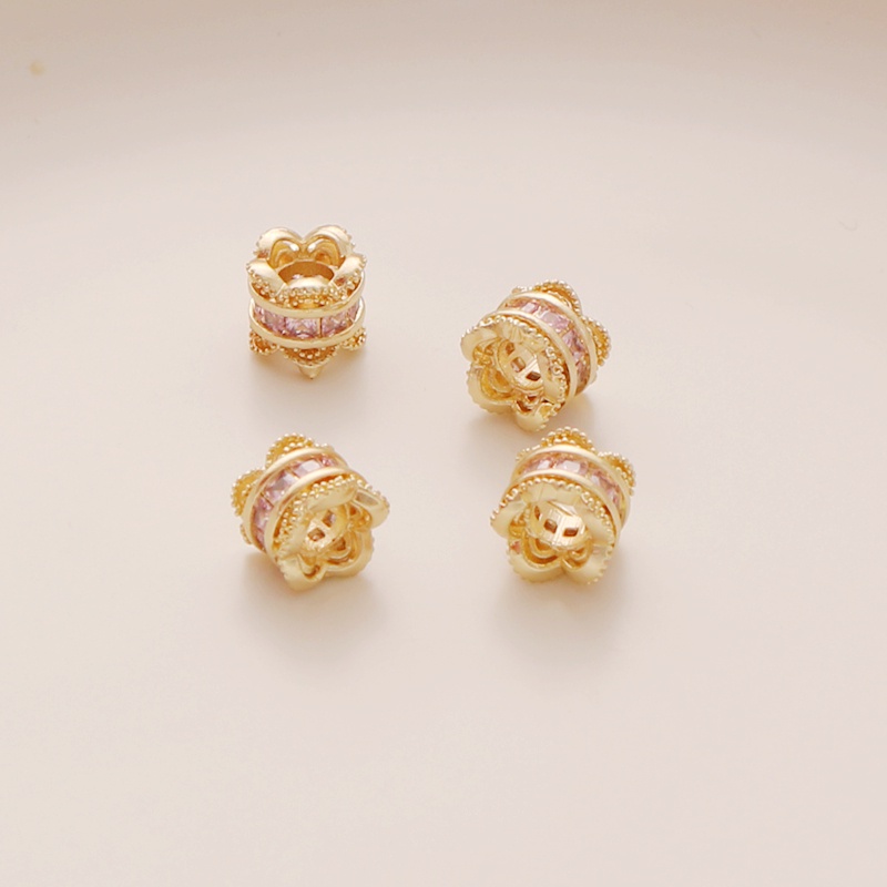 Hạt Xỏ Lỗ Bằng Đồng Mạ Vàng 14K diy Nhiều Màu Sắc Dùng Để Làm Trang Sức