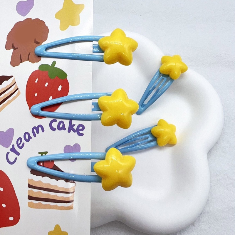 Set 2 Kẹp Tóc Hình Ngôi Sao Màu Vàng Chống Trượt Thời Trang Xuân Hè Cho Nữ