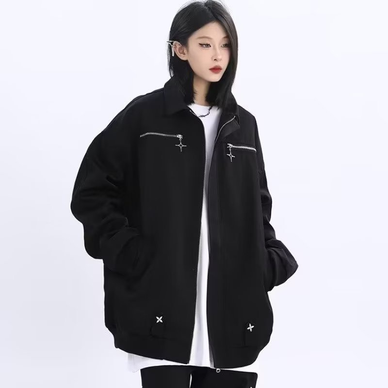 Áo Khoác Tay Dài Màu Trơn Có Khóa Kéo Thời Trang Cho Nam Và Nữ