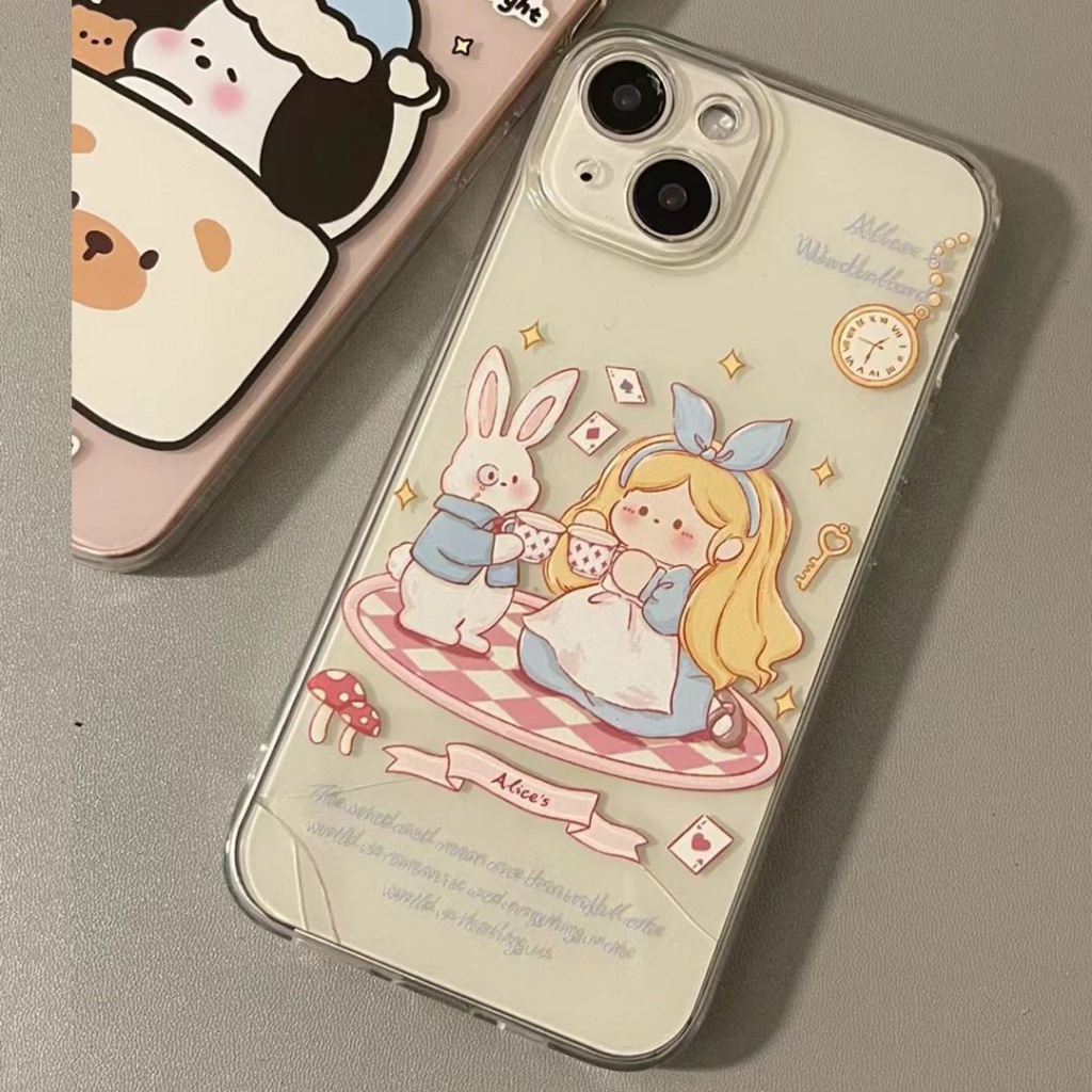 ✅Ốp Điện Thoại Mềm Chống Sốc In Hình Alice Dễ Thương Cho iPhone 13Pro 14 / 78plus xr 11 12ins RRC6