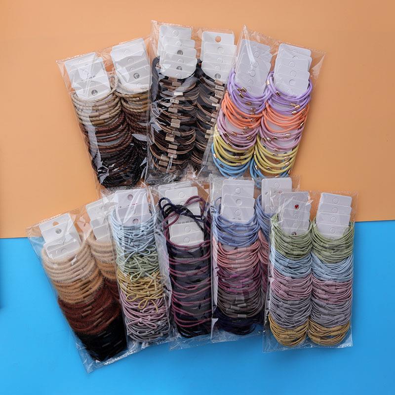 Set 3 Dây Cột Tóc Cao Su Co Giãn Đính Nơ Đơn Giản Phong Cách Hàn Quốc