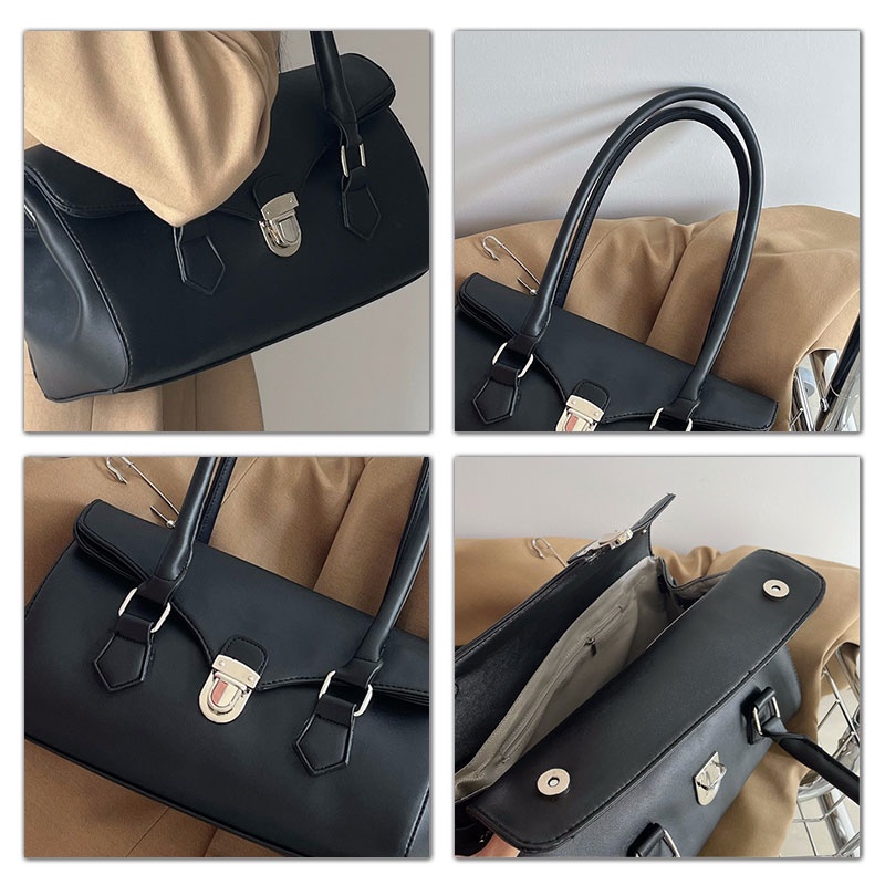 Túi đeo vai tote YADOU da màu tối có khóa cài phong cách Hàn Quốc thời trang chất lượng cao dành cho nữ