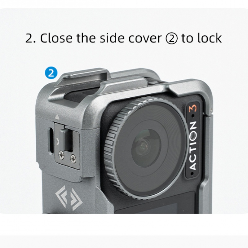 TELESIN Aluminium Alloy Frame Case For DJI Action 3 Shoot Vertically Dual Cold shoe Protective shell For DJI Action 3 Accessorie