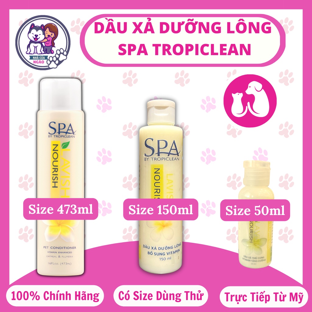 Dầu xả dưỡng lông cao cấp chuẩn SPA bung lông, phồng lông, mượt lông Cho Chó Mèo Hương Hoa Sứ- Spa by Tropiclean