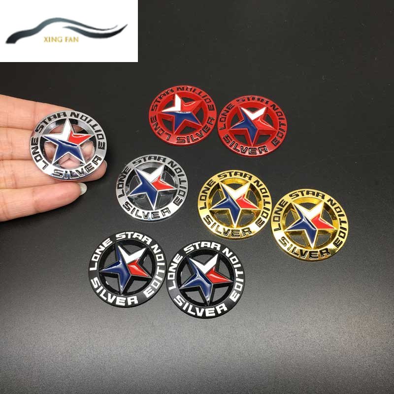 Set 2 Huy Hiệu Bằng Kim Loại Hình Ngôi Sao Màu Bạc Trang Trí Xe Hơi / Xe Tải