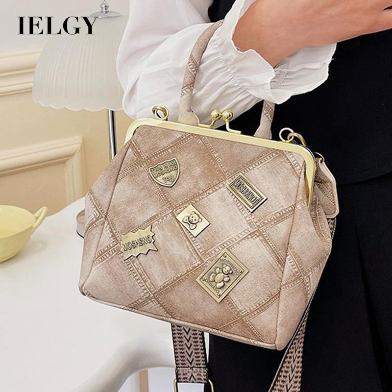 Túi Đeo Chéo Khóa Kẹp Màu Vàng Kim Đơn Giản Cổ Điển Cho Nữ