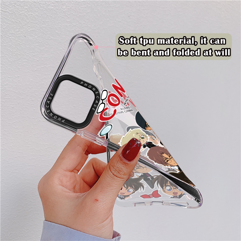 Cartoon Detective Conan Design Phone Case Compatible For iPhone 14 Pro Max 13 12 Mini 11 XR X XS 7 8 Plus Thicken Shockproof Frame Soft Silicone Clear Cover