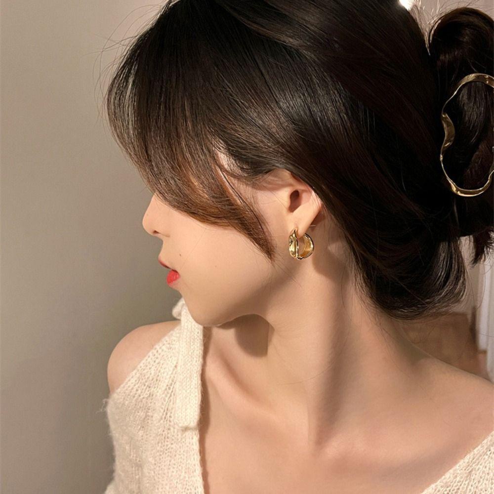 Khuyên Tai Kim Loại Đơn Giản Sang Trọng Cho Nữ