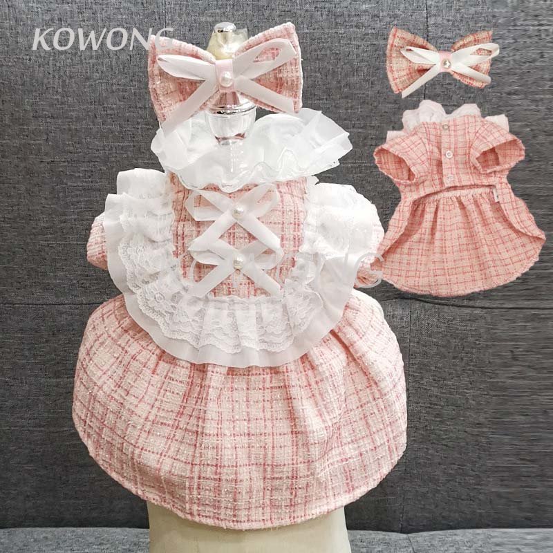 Set 3 Món Đầm + Vòng Cổ + Băng Đô Nơ Cho Thú Cưng