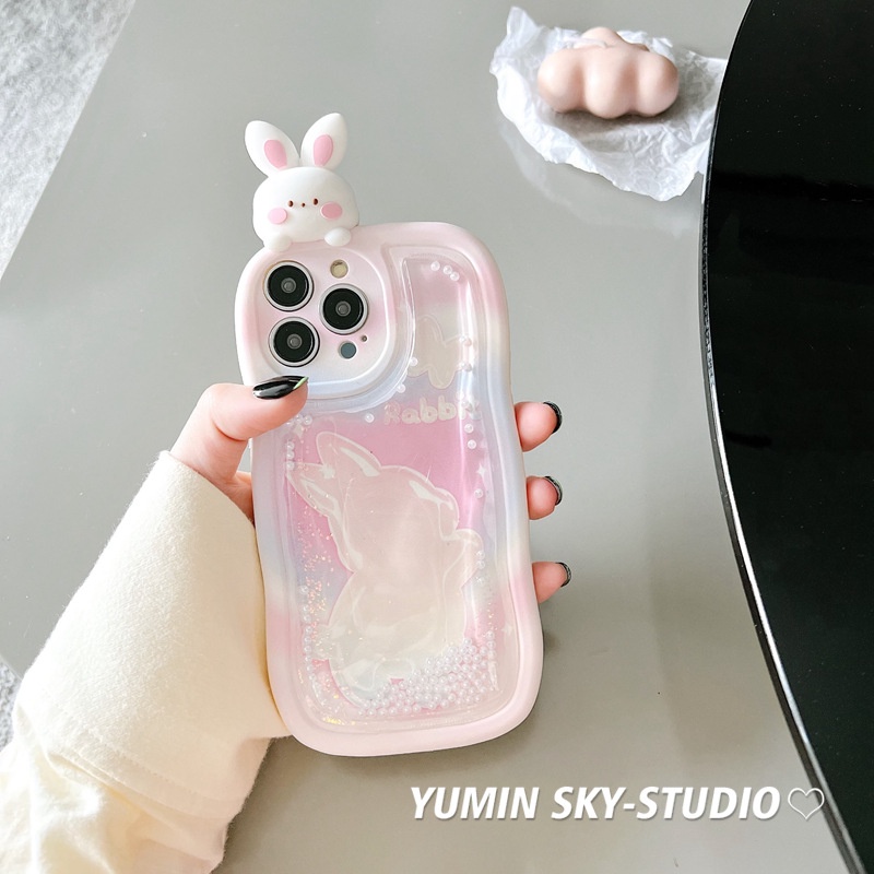 Ốp điện thoại mềm kim tuyến nước chống rơi hình thỏ thích hợp cho Iphone 14Promax 13 12 11 14pro 13Promax 13