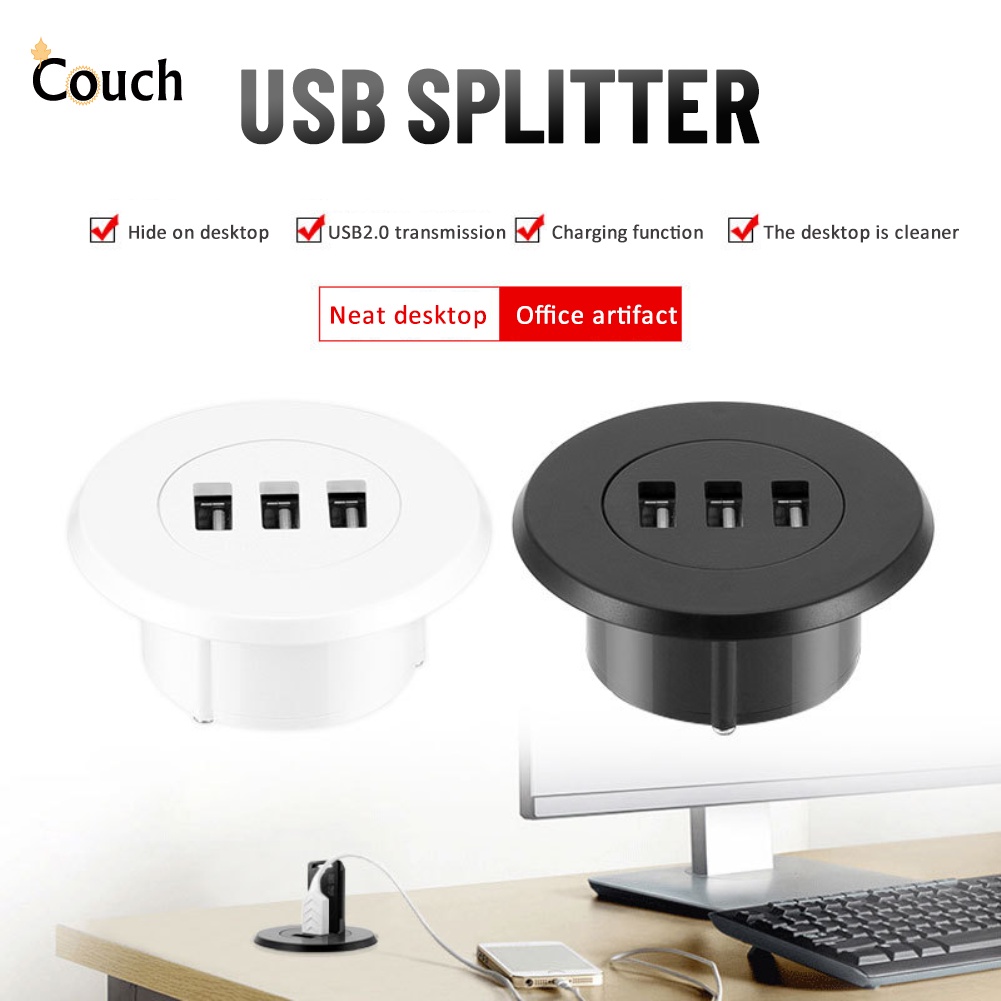 Bộ Chuyển Đổi HUB 3 Cổng Gắn Trong Bàn 3 Trong 1 USB 2.0 Bộ Chuyển Đổi Bộ Chia Cho Ghế Dài Truyền Ngày Máy Tính Xách Tay