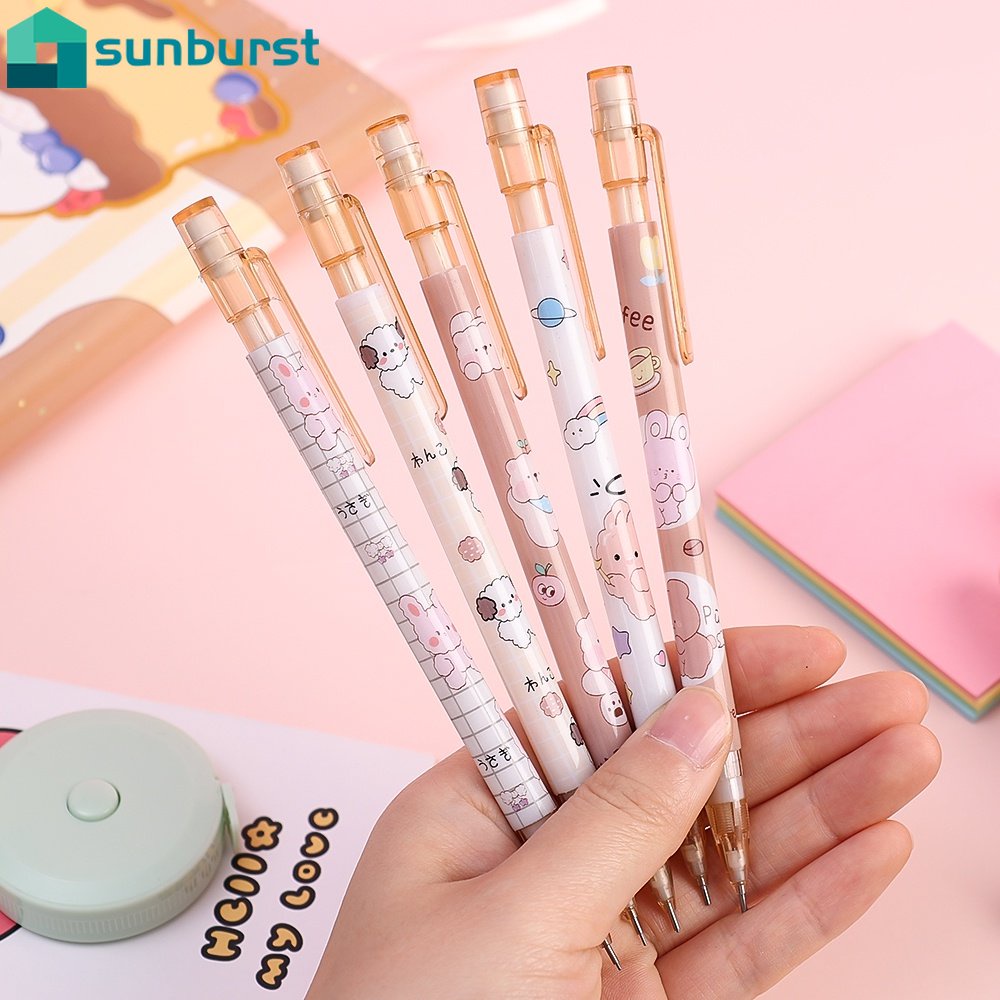 Bút Chì Bấm Mực Đen Ngòi 0.5mm Hai Trong Một Tự Động Xóa Hình Gấu / Thỏ Dễ Thương