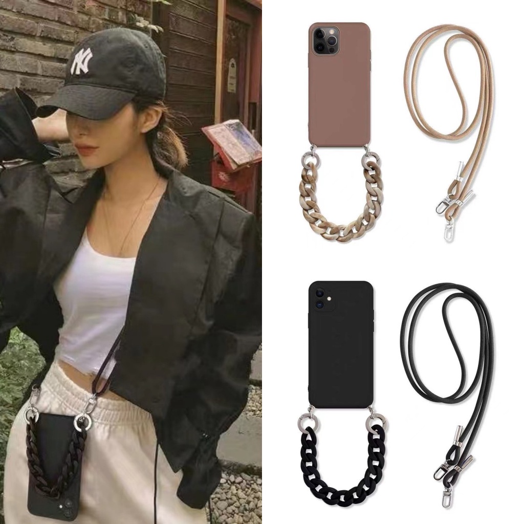 Ốp Điện Thoại Chống Sốc Họa Tiết Cẩm Thạch Có Dây Đeo Chéo Cho iPhone 14 pro max 13 12 11 Pro Max XR X XS 7 8 Plus