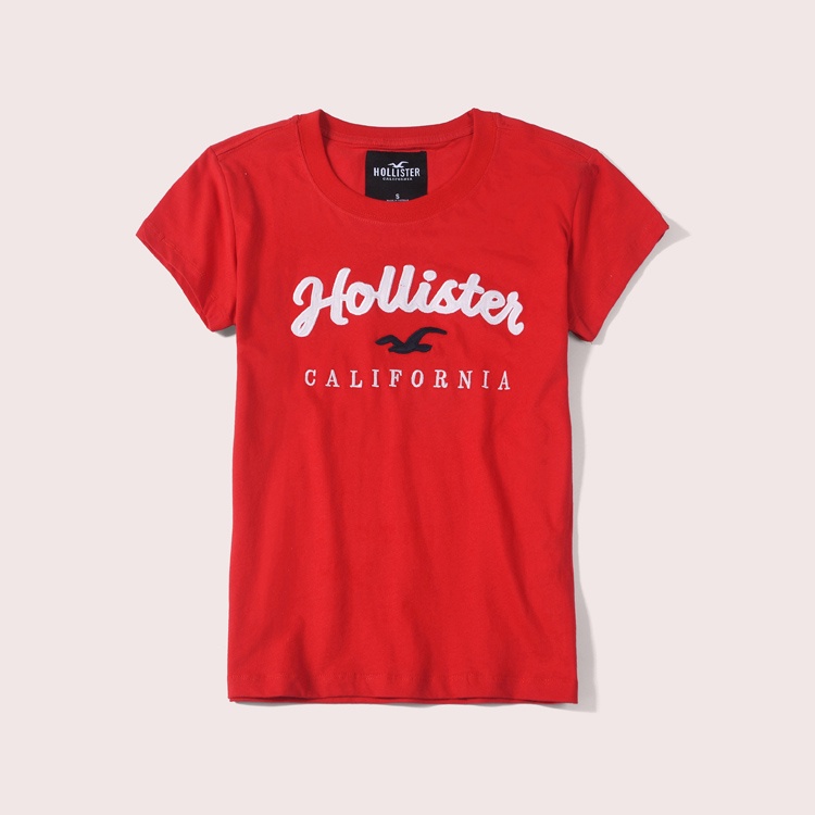 HOLLISTER Áo Thun cotton Tay Ngắn Cổ Tròn Dáng Ôm Phong Cách Mỹ Thời Trang Mùa Hè Mới Cho Nữ