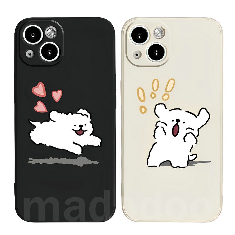Cute Casing For IPhone 14 Plus 13 12 Pro Max 11 ProMax Mini X Xs Xr 6 6s 7 8 Plus 6+ 6s+ 7+ 8+ Xsmax 14Promax 13Promax 12Promax 11Promax Mask Maltese Line Dog Cartoon Couple Straight Edge Fine Hole TPU Soft Phone Case MDD 29