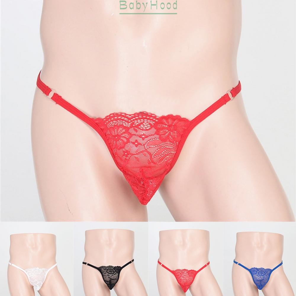 Men Sissy See through Lace Bulge Pouch G-string Thong Low Rise T-back  Underwear#BBHOOD
