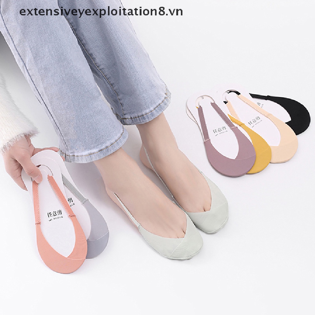 [Đặc Biệt] Vớ Thuyền Mỏng Mùa Hè Bằng Lụa Lạnh Vô Hình Một Nửa Bàn Chân Trước Bằng Silicon Chống Trượt Chéo Nhật Bản [vn]