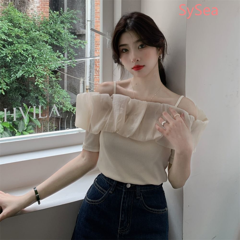 Áo Voan Trễ Vai Phối Bèo Nhún Nữ Tính Hợp Thời Trang Hè