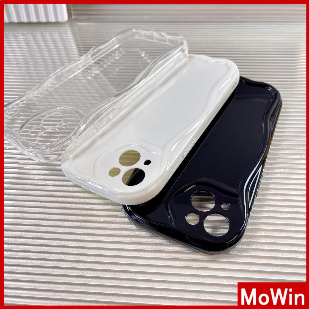 Ốp điện thoại viền gợn cong màu trắng/ đen/ trong thích hợp cho iPhone 13 Pro max 12 Pro Max 11 xr 7Plus 14 Pro Max