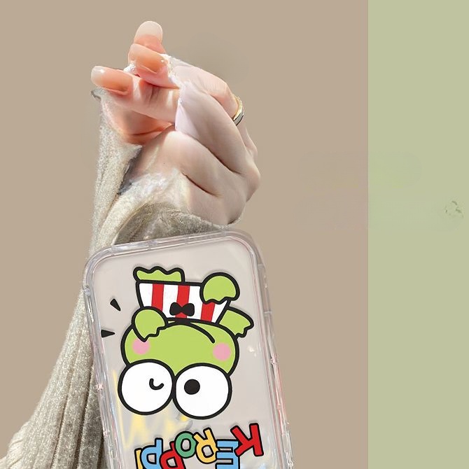 Ốp lưng iphone Giá đỡ gương lật ếch, vỏ điện thoại silicon trong suốt Cho Iphone 6 / 6S / 6splus / se / 7 / 7plus / 8 / 8plus / X / xs / xsmax / 11 / 12 / 13 / 14 / Plus / Pro / Pro Max-8007