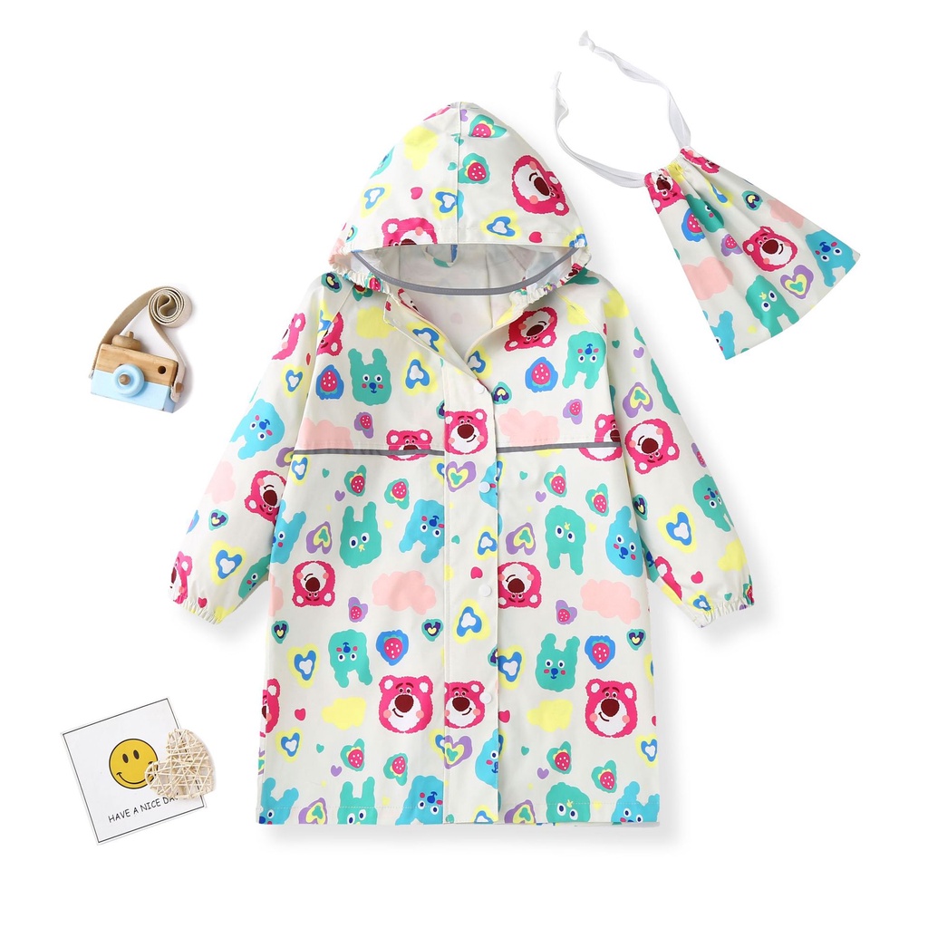 Áo Mưa In Hình Gấu Hoạt Hình Trọng Lượng Nhẹ Chất Lượng Cao Cho Bé Gái