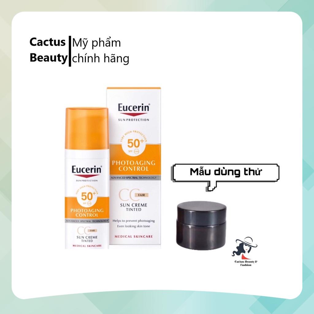 ( Chai Full & mẫu dùng thử ) Kem chống nắng nâng tone Eucerin Sun Cream Face Tinted CC Cream SPF 50+