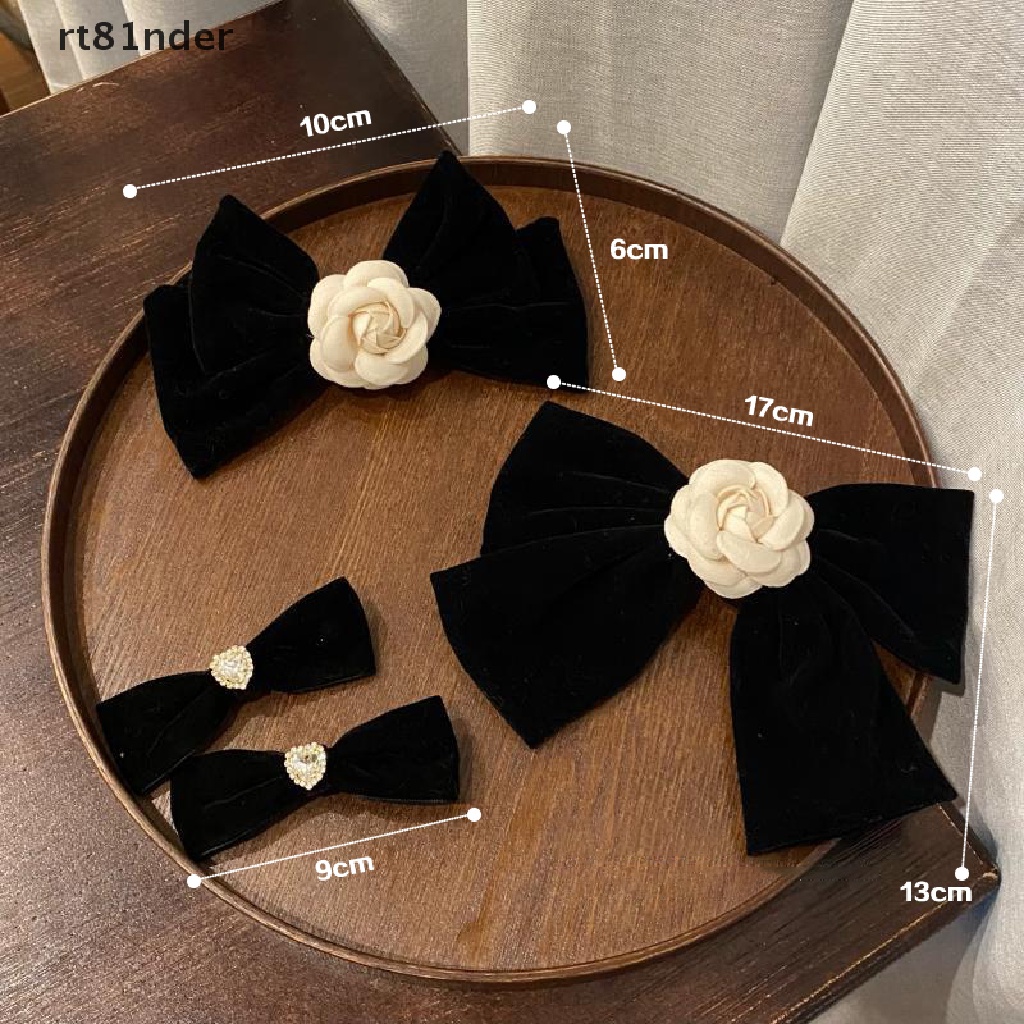 Kẹp Tóc Nơ Vải Nhung Đen Lớn Phong Cách Vintage Cho Nữ