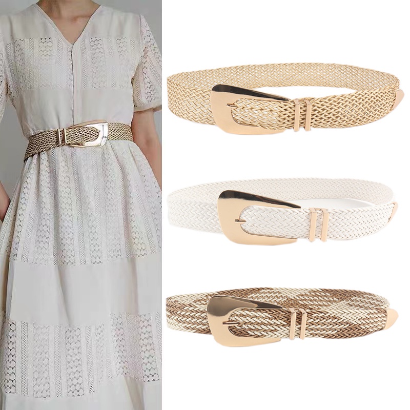 Thắt Lưng Bện Sợi Rơm PP Khóa Kim Loại Thời Trang Mùa Hè GM131 Cho Nữ