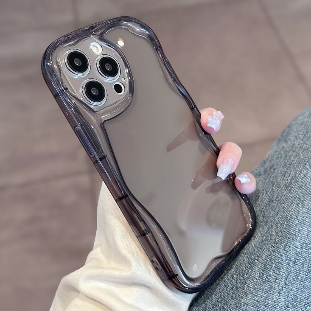 Ốp Điện Thoại TPU Mềm Trong Suốt Viền Gợn Sóng Màu Trơn Chống Sốc Cho IPhone 11 12 13 14 Pro Max XR XS Max