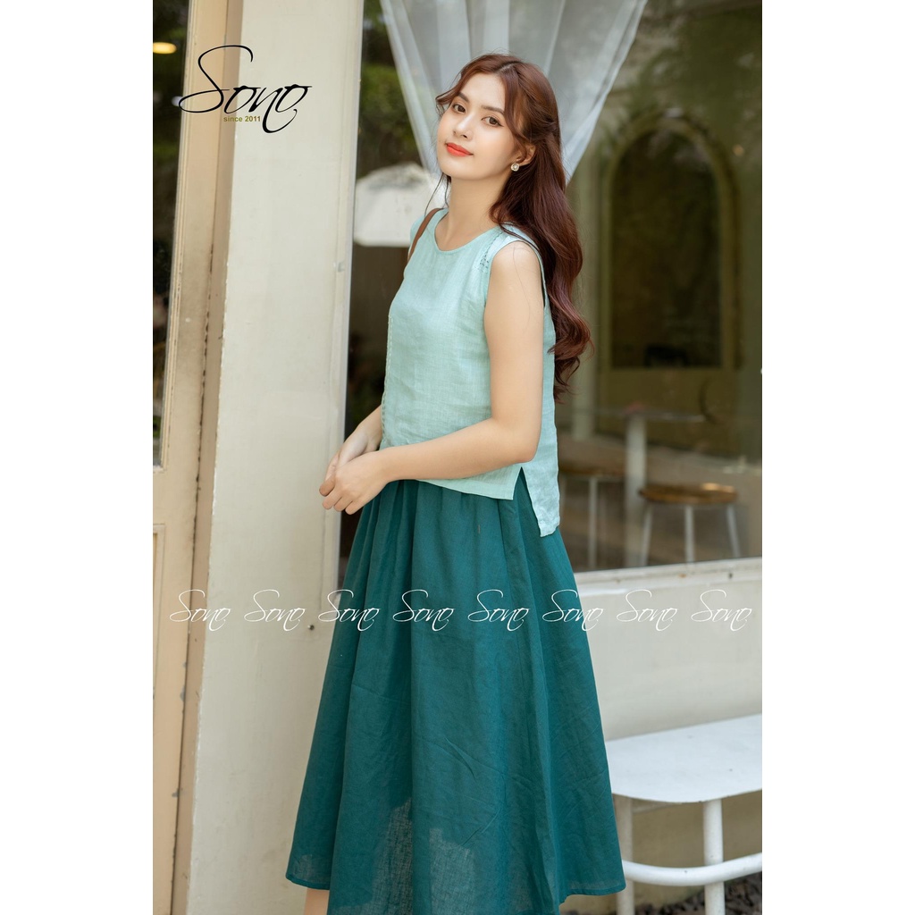 Sono - Chân váy chất liệu linen dáng dài hàng thiết kế trẻ trung