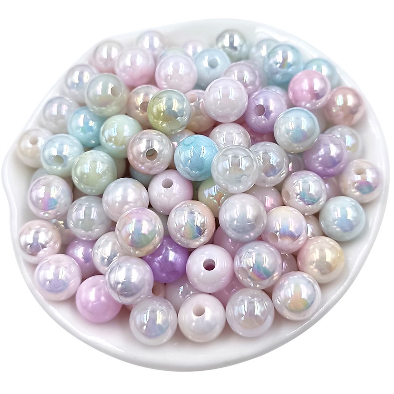 Set 50 Hạt Tròn Hai Màu 8 / 10mm Làm Trang Sức Thủ Công DIY Thời Trang