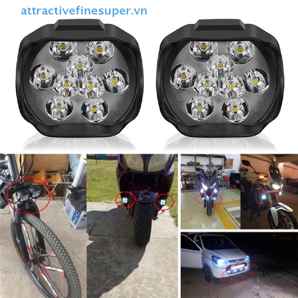 Đèn Pha Siêu Sáng 9 Bóng LED 6W DC12V Cho Xe Máy / Xe Đạp