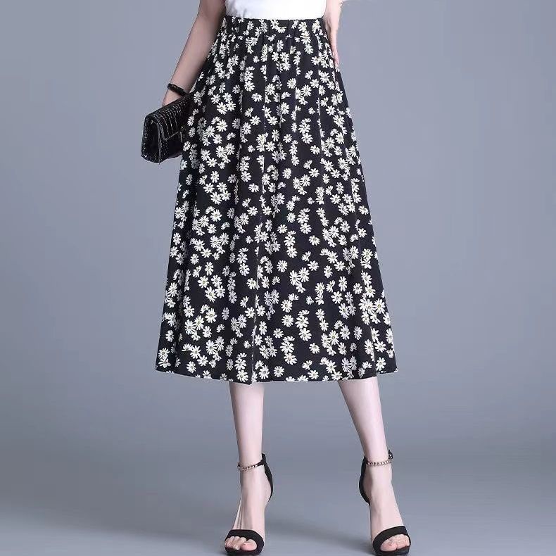Chân Váy Voan Dáng Xòe Rộng Lưng Thun Co Giãn In Họa Tiết Hoa Thời Trang Mùa Hè 2023 Kích Thước Lớn Cho Nữ