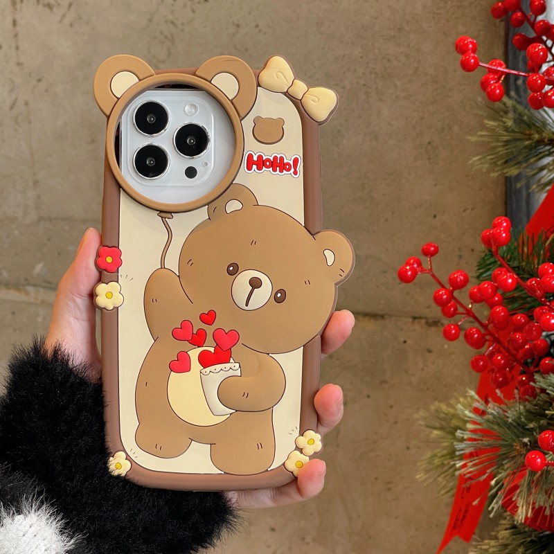 Ốp Điện Thoại Silicon Mềm Hình Gấu Và Bong Bóng Dễ Thương Cho iPhone 14 13 12 11 Pro MAX Xs XR X 8 7 Plus SE 2020
