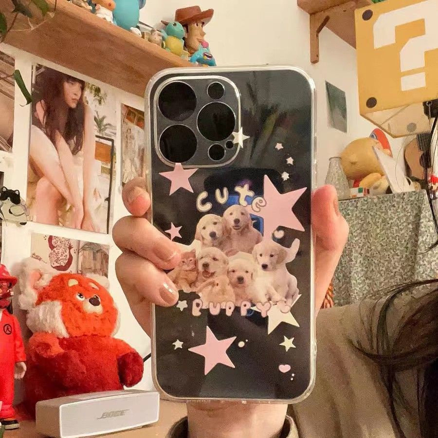 ✅Ốp Điện Thoại Mềm Trong Suốt Chống Sốc Hình Cún Và Ngôi Sao Cho iPhone13 / 14 11 12 xr 6p78pins