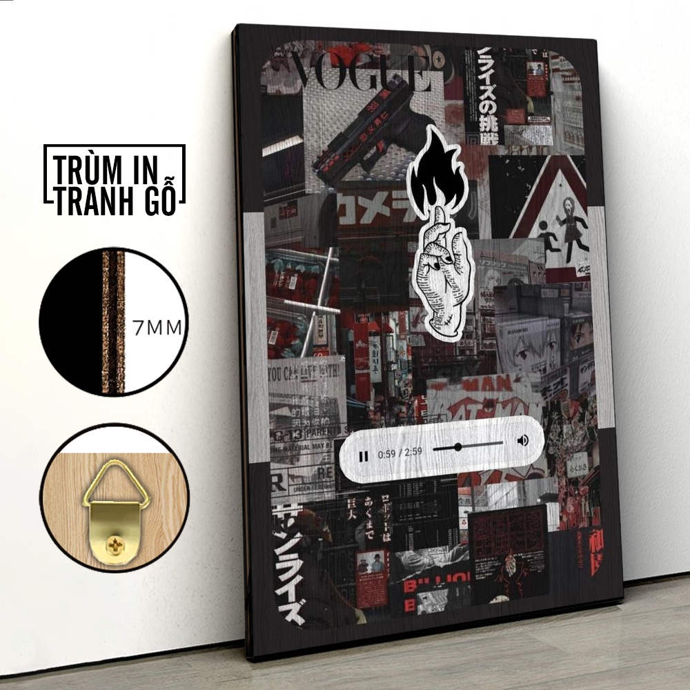 Tranh in gỗ trang trí nội thất Nền Hiphop Ngón Tay decor phòng ngủ phòng khách văn phòng