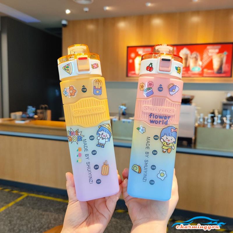 900ML/720ML Bình Nước Nhựa Không BPA Hình Vuông Tiện Dụng Mang Theo Du Lịch/ Cắm Trại