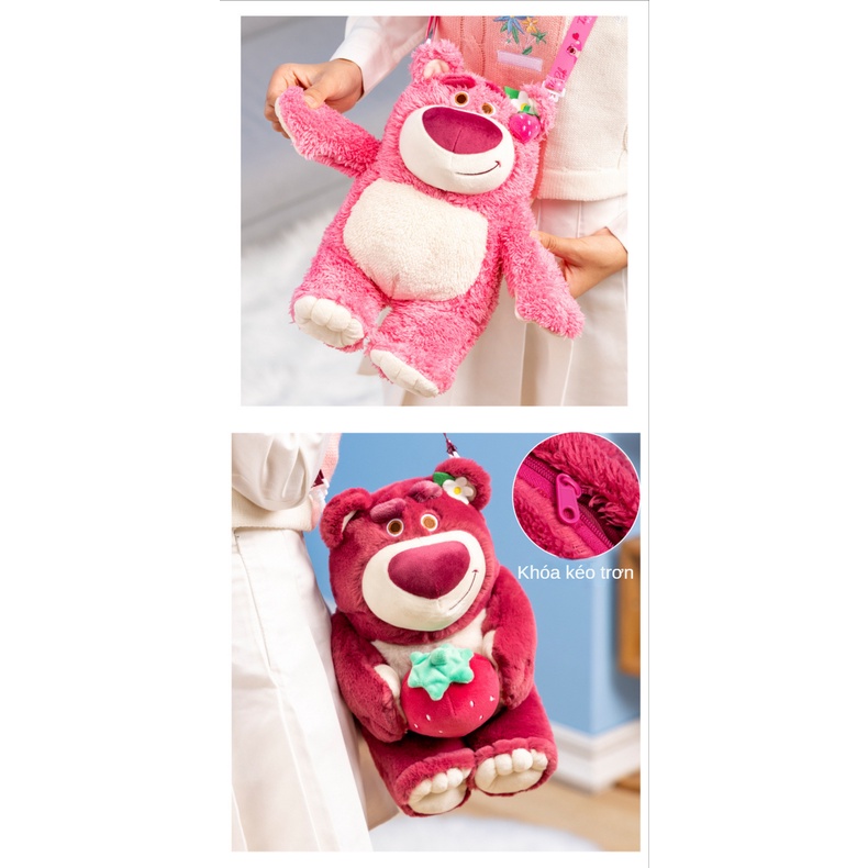 Ba Lô Đeo Vai Hình Gấu Nhồi Bông Dâu Tây Dễ Mang Sáng Tạo Khi Ra Ngoài