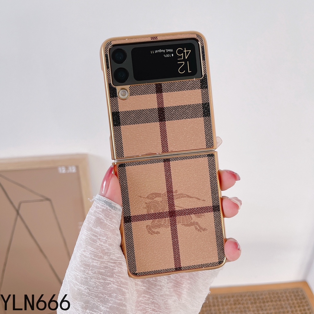Ốp Điện Thoại Da Nắp Gập Họa Tiết Ca Rô Cổ Điển Sang Trọng Dành Cho Samsung Galaxy Z Flip 4 Z Flip 3 5G Z Flip4