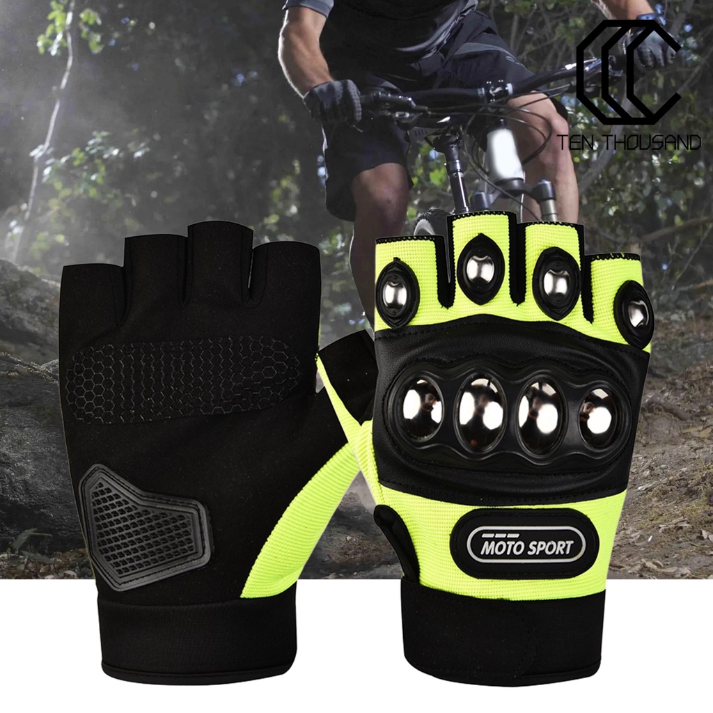 ❖1 Cặp Găng Tay Nửa Ngón Đi Xe Máy Bằng Thép Không Gỉ