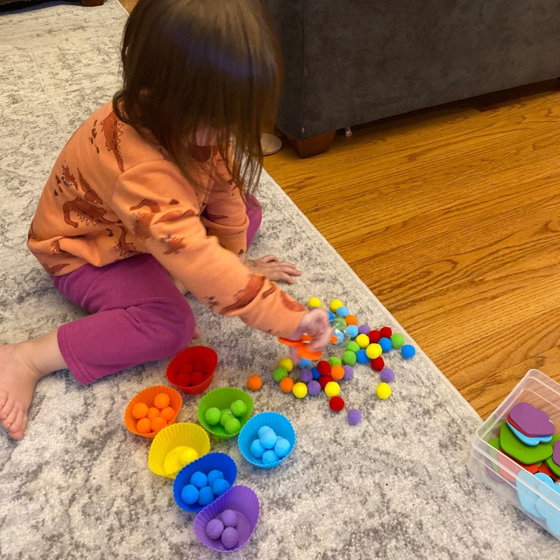 Kids Fine Motor Skills Clip Ball Toy Toddler Color Sorting Bowls Preschool Counting Montessori Early Learning Toys