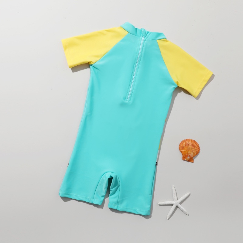 Bộ Đồ Bơi Liền Thân Ngắn Tay Mau Khô Họa Tiết Khủng Long Hoạt Hình Dành Cho Bé Trai