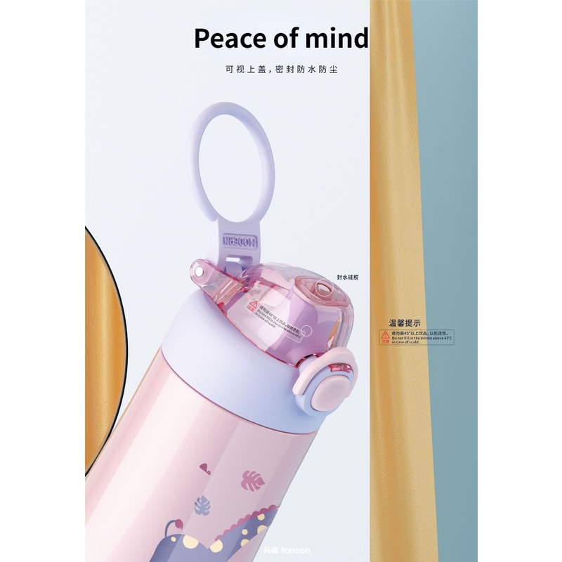 Bình Nước Giữ Nhiệt Bằng Thép Không Gỉ 304 350ml In Họa Tiết Hoạt Hình Dễ Thương Cho Bé